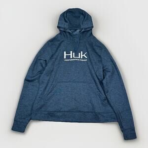 Huk Pullover Hoodie Sweatshirt Men’s Size Large Performance Fishing Blue